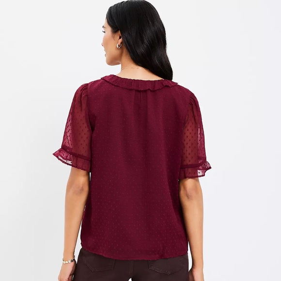 LOFT Clip Ruffle V-Neck Top - Picture 2 of 10